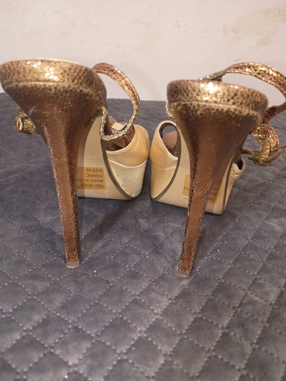 2 Lips Too Gold and Brown Platform Heel Sandals